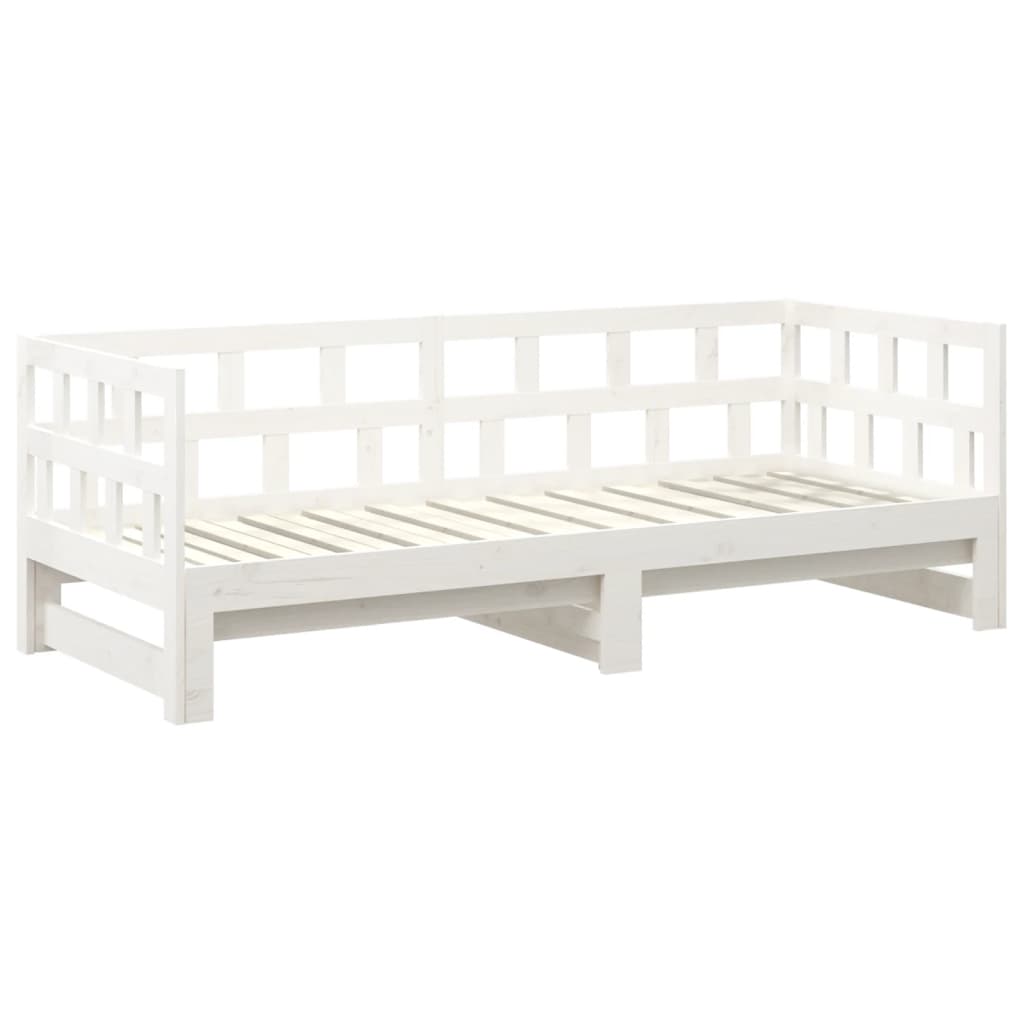 Dormeuse Estraibile Bianca Legno Massello di Pino 2x(90x190) cm | homemem39