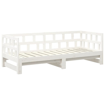 Dormeuse Estraibile Bianca Legno Massello di Pino 2x(90x190) cm | homemem39