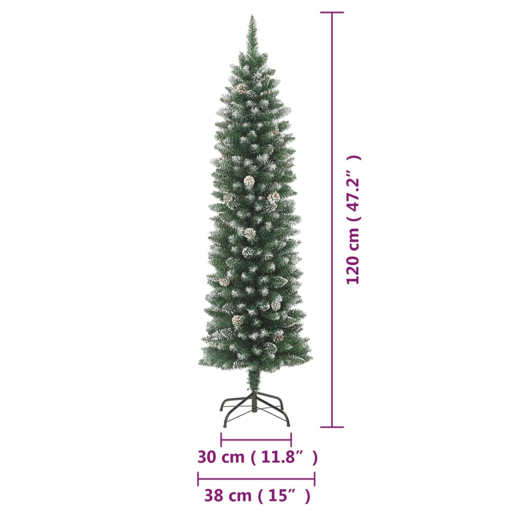 Albero di Natale Artificiale Sottile con Base 120 cm PVC