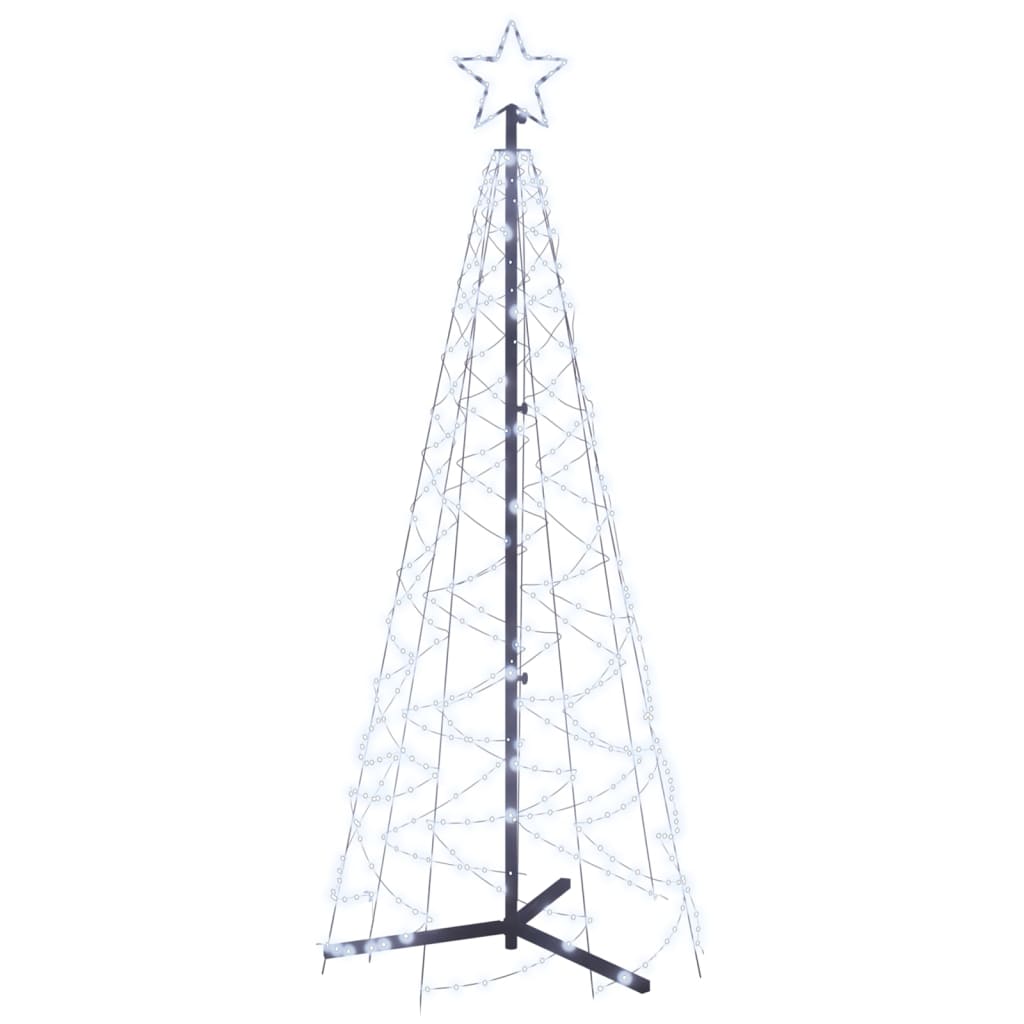 Albero di Natale a Cono Bianco Freddo 200 LED 70x180 cm