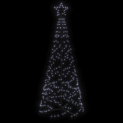 Albero di Natale a Cono Bianco Freddo 200 LED 70x180 cm