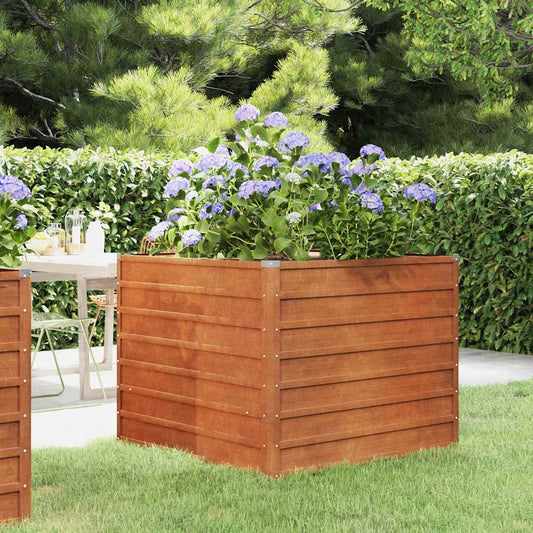 Letto Rialzato da Giardino Ruggine 100x100x77 cm Acciaio Corten | homemem39