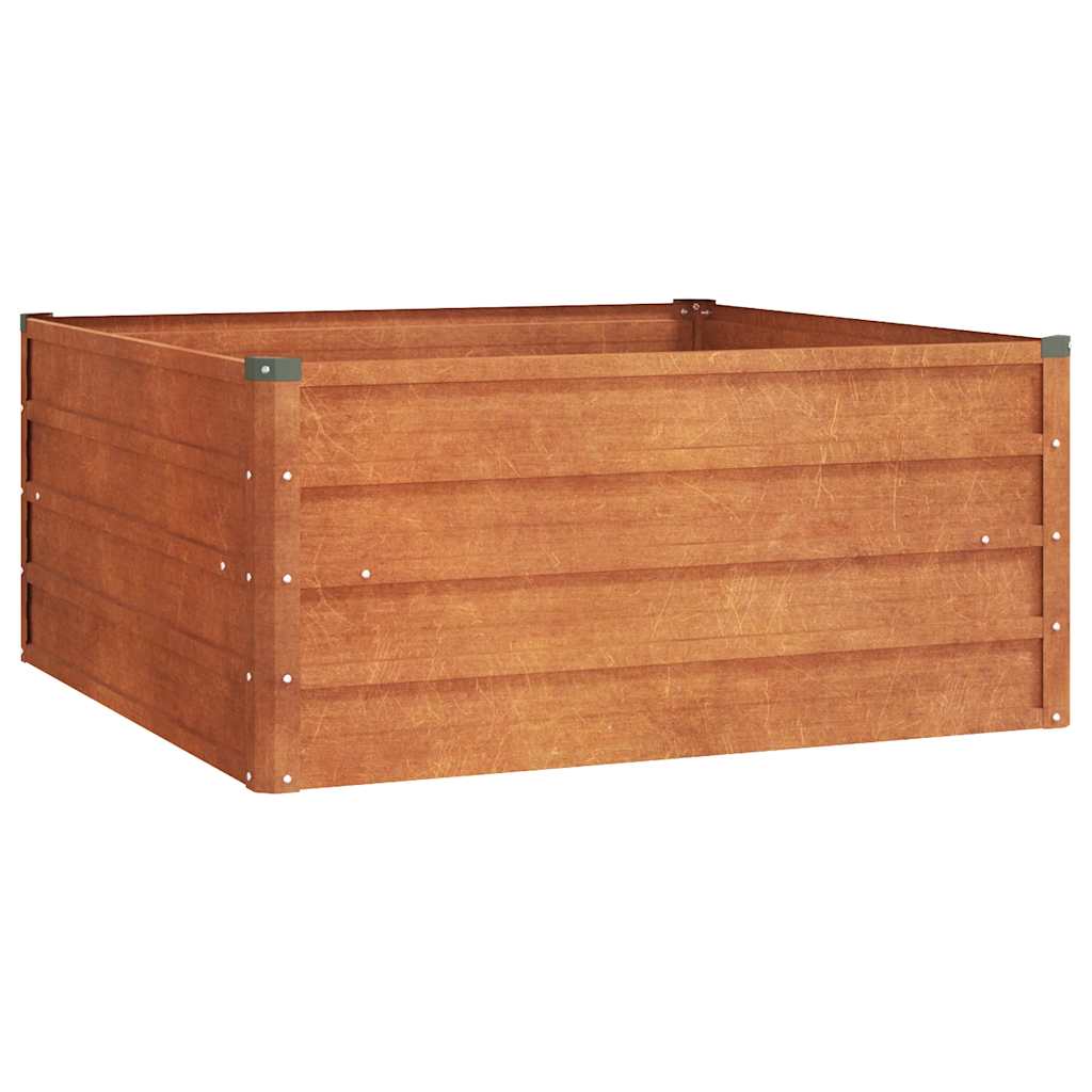 Letto Rialzato da Giardino Ruggine 100x100x45 cm Acciaio Corten | homemem39