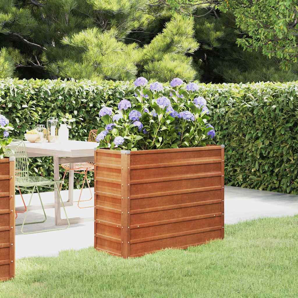Letto Rialzato da Giardino Ruggine 100x40x77 cm Acciaio Corten | homemem39