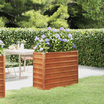 Letto Rialzato da Giardino Ruggine 100x40x77 cm Acciaio Corten | homemem39
