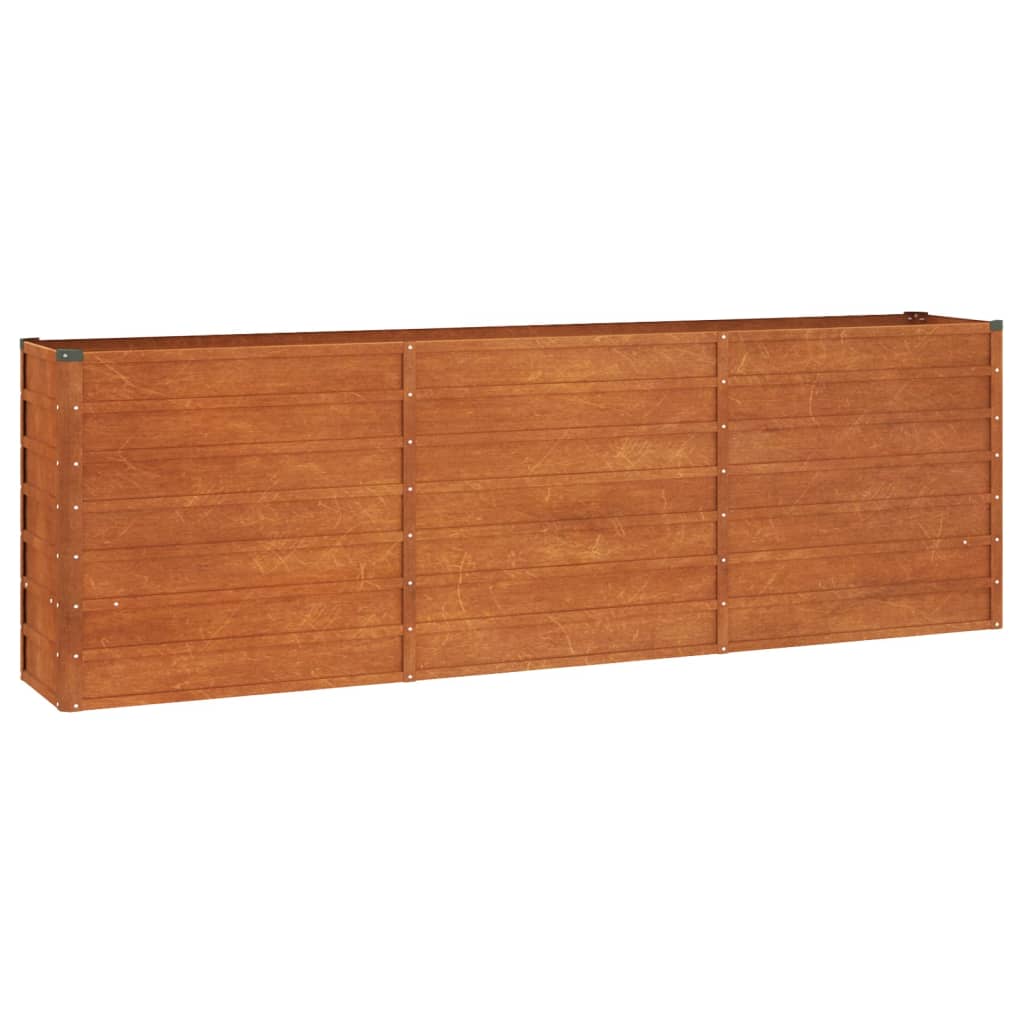 Letto Rialzato da Giardino Ruggine 240x40x77 cm Acciaio Corten - homemem39