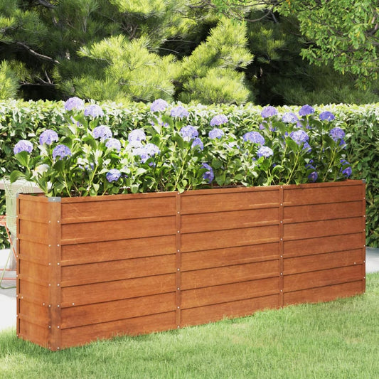 Letto Rialzato da Giardino Ruggine 240x40x77 cm Acciaio Corten - homemem39