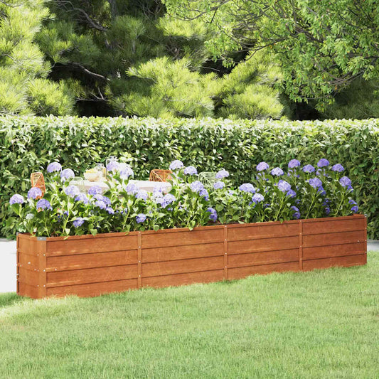 Letto Rialzato da Giardino Ruggine 320x40x45 cm Acciaio Corten - homemem39