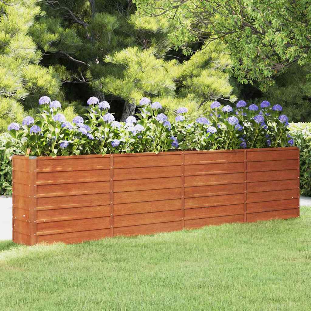 Letto Rialzato da Giardino Ruggine 320x40x77 cm Acciaio Corten | homemem39