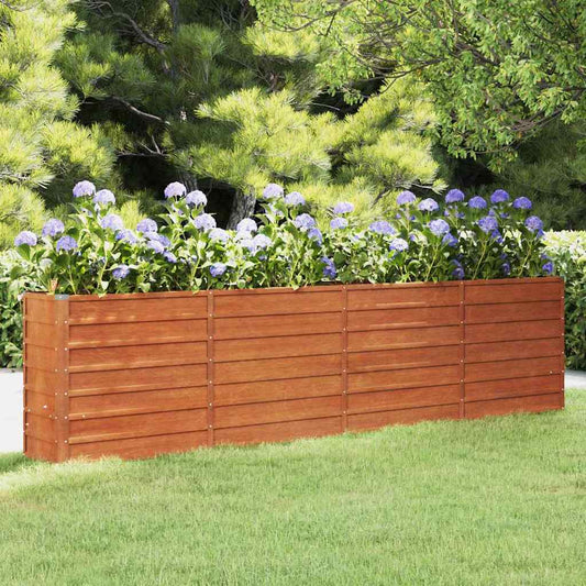 Letto Rialzato da Giardino Ruggine 320x40x77 cm Acciaio Corten | homemem39