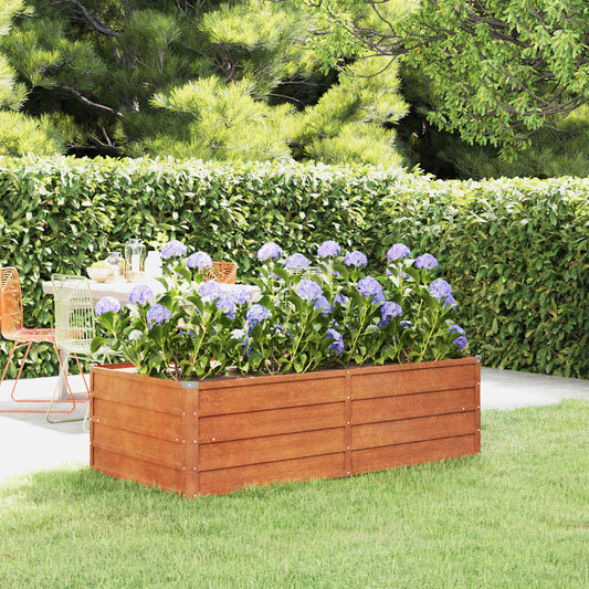 Letto Rialzato da Giardino Ruggine 160x80x45 cm Acciaio Corten - homemem39