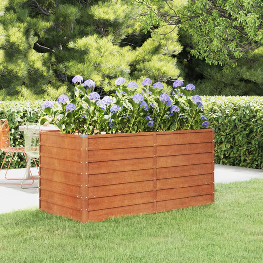 Letto Rialzato da Giardino Ruggine 160x80x77 cm Acciaio Corten - homemem39