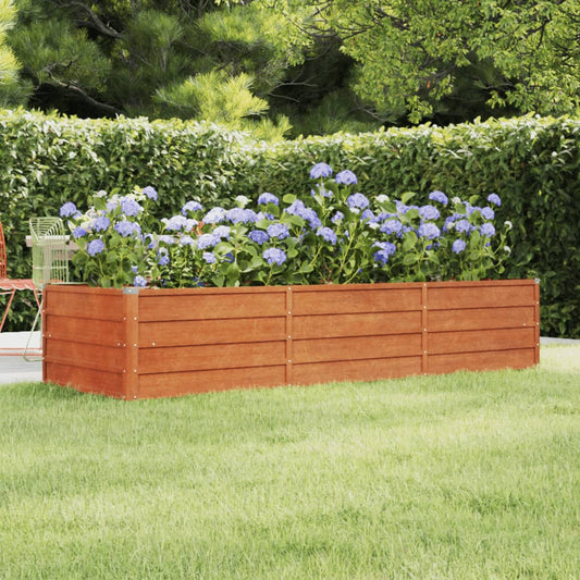 Letto Rialzato da Giardino Ruggine 240x80x45 cm Acciaio Corten - homemem39
