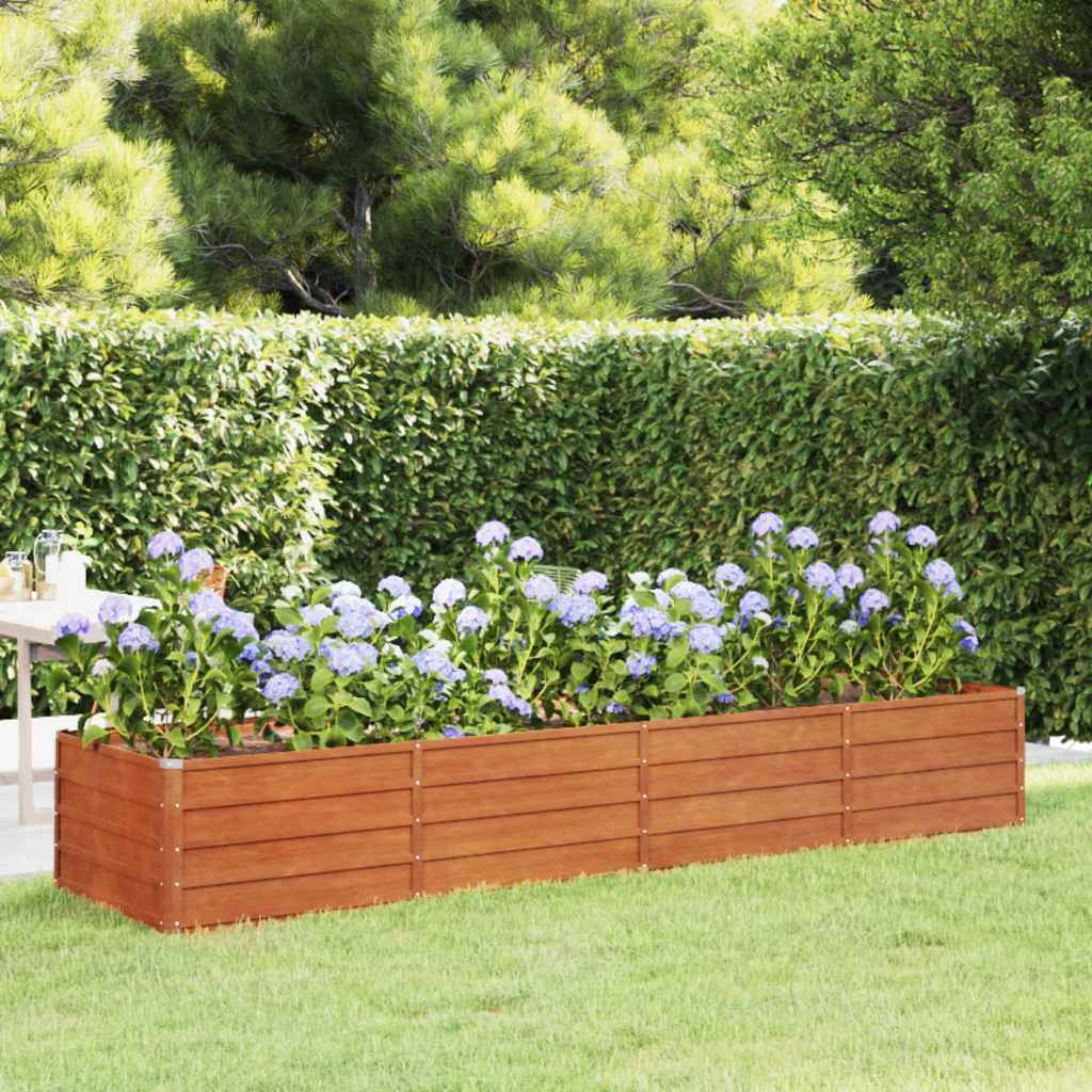 Letto Rialzato da Giardino Ruggine 320x80x45 cm Acciaio Corten | homemem39