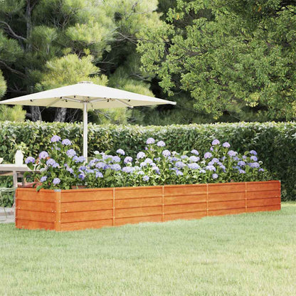 Letto Rialzato da Giardino Ruggine 400x80x45 cm Acciaio Corten | homemem39