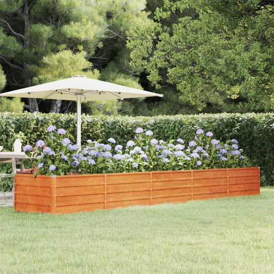 Letto Rialzato da Giardino Ruggine 400x80x45 cm Acciaio Corten - homemem39