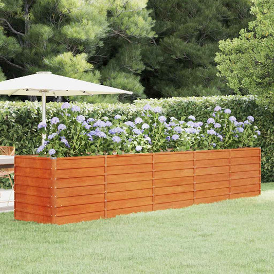Letto Rialzato da Giardino Ruggine 400x80x77 cm Acciaio Corten - homemem39