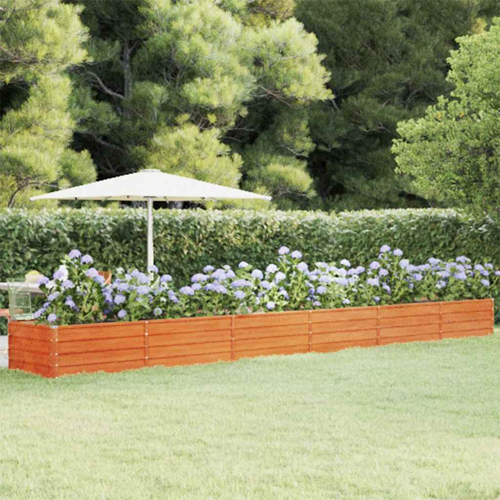 Letto Rialzato da Giardino Ruggine 600x80x45 cm Acciaio Corten | homemem39