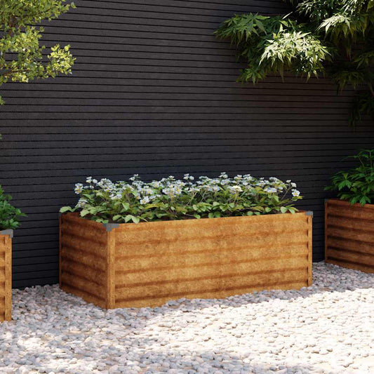 Letto Rialzato da Giardino 100x50x36 cm in Acciaio Corten