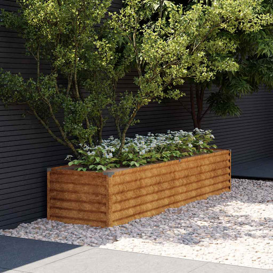 Letto rialzato da giardino 194x50x36 cm in acciaio Corten