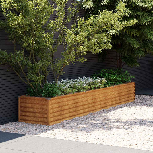 Letto rialzato da giardino 291x50x36 cm in acciaio Corten | homemem39