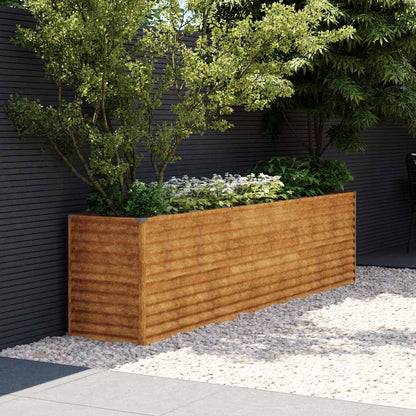Letto rialzato da giardino 291x50x69 cm in acciaio Corten | homemem39