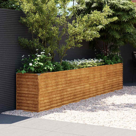 Letto rialzato da giardino 385x50x69 cm in acciaio Corten | homemem39