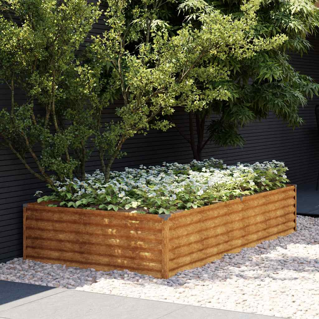 Fioriera Rialzata da Giardino 195x100x36 cm in Acciaio Corten | homemem39