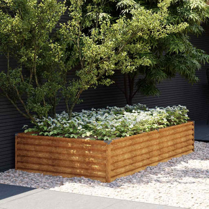 Fioriera Rialzata da Giardino 195x100x36 cm in Acciaio Corten | homemem39