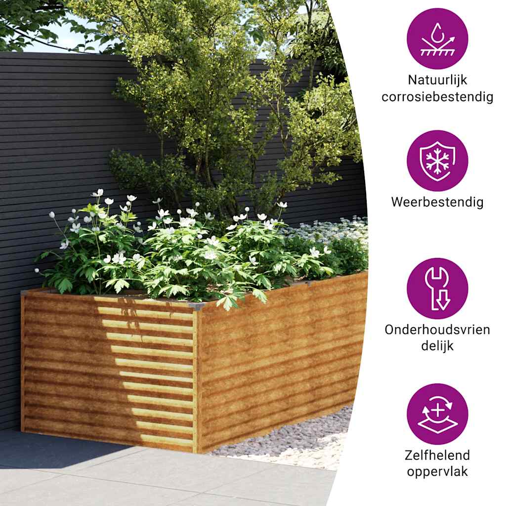 Fioriera Rialzata da Giardino 479x100x69 cm in Acciaio Corten | homemem39