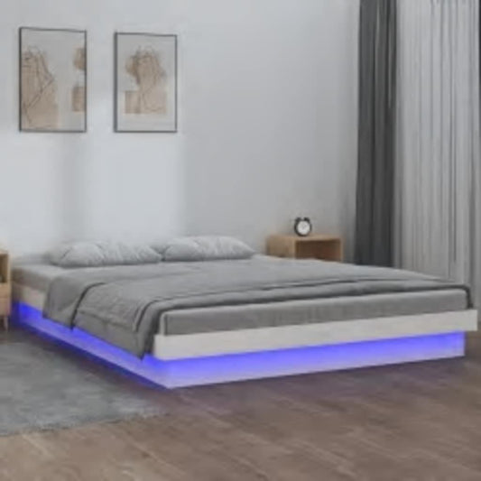 Giroletto con LED Bianco 160x200 cm in Legno Massello | homemem39