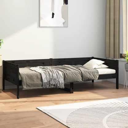 Dormeuse Nera in Legno Massello di Pino 90x190 cm - homemem39
