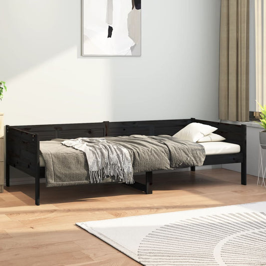 Dormeuse Nera in Legno Massello di Pino 90x190 cm - homemem39