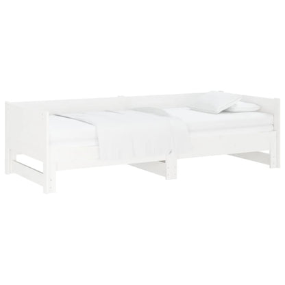 Dormeuse Estraibile Bianca Legno Massello di Pino 2x(90x190) cm