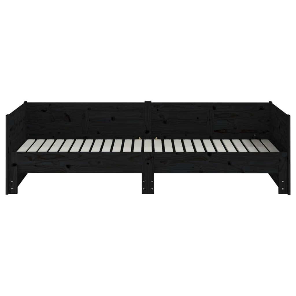 Dormeuse Estraibile Nera in Legno Massello di Pino 2x(90x190)cm | homemem39