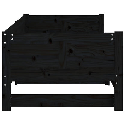 Dormeuse Estraibile Nera in Legno Massello di Pino 2x(90x190)cm | homemem39