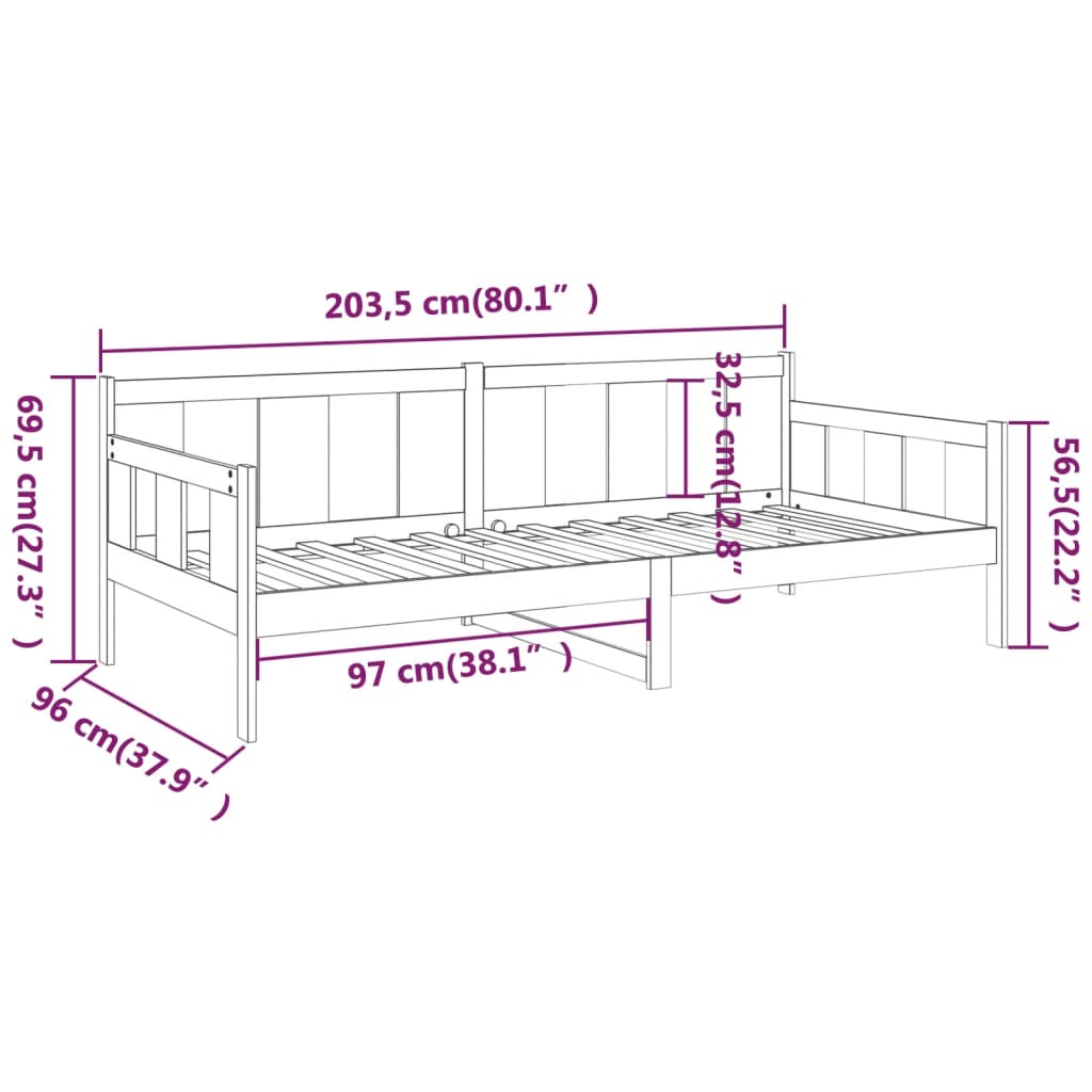 Dormeuse in Legno Massello di Pino 90x200 cm | homemem39