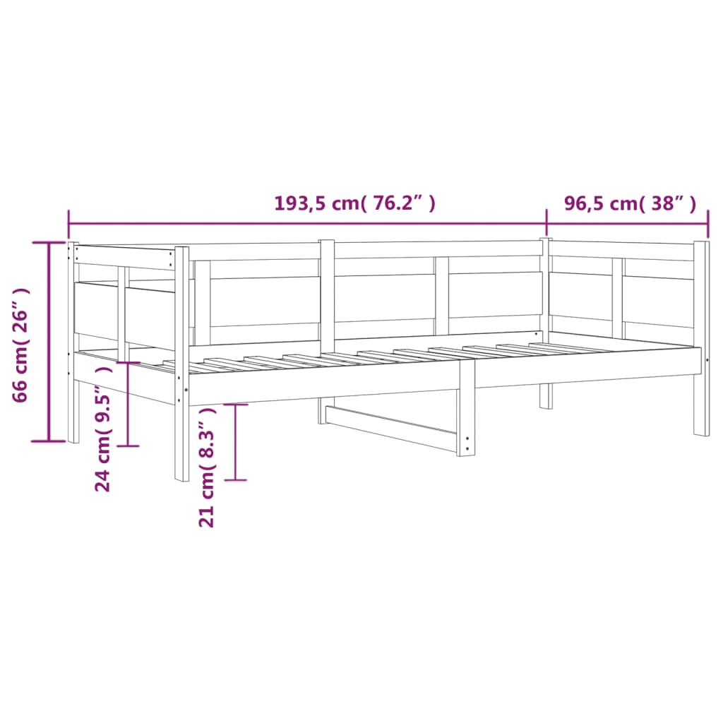 Dormeuse Bianca in Legno Massello di Pino 90x190 cm | homemem39