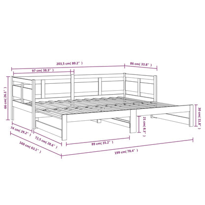 Dormeuse Estraibile in Legno Massello di Pino 2x(80x200) cm | homemem39