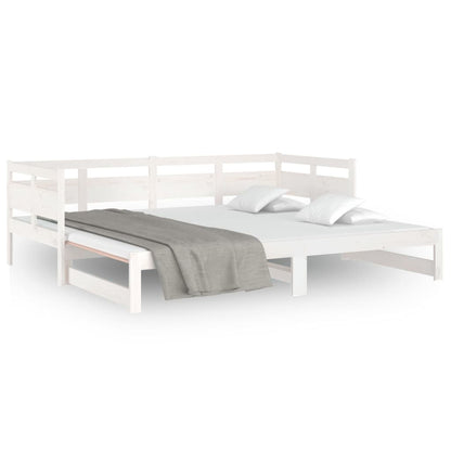 Dormeuse Estraibile Bianca Legno Massello di Pino 2x(80x200) cm | homemem39
