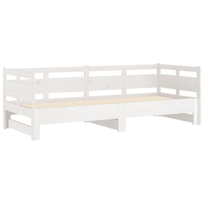 Dormeuse Estraibile Bianca Legno Massello di Pino 2x(80x200) cm | homemem39