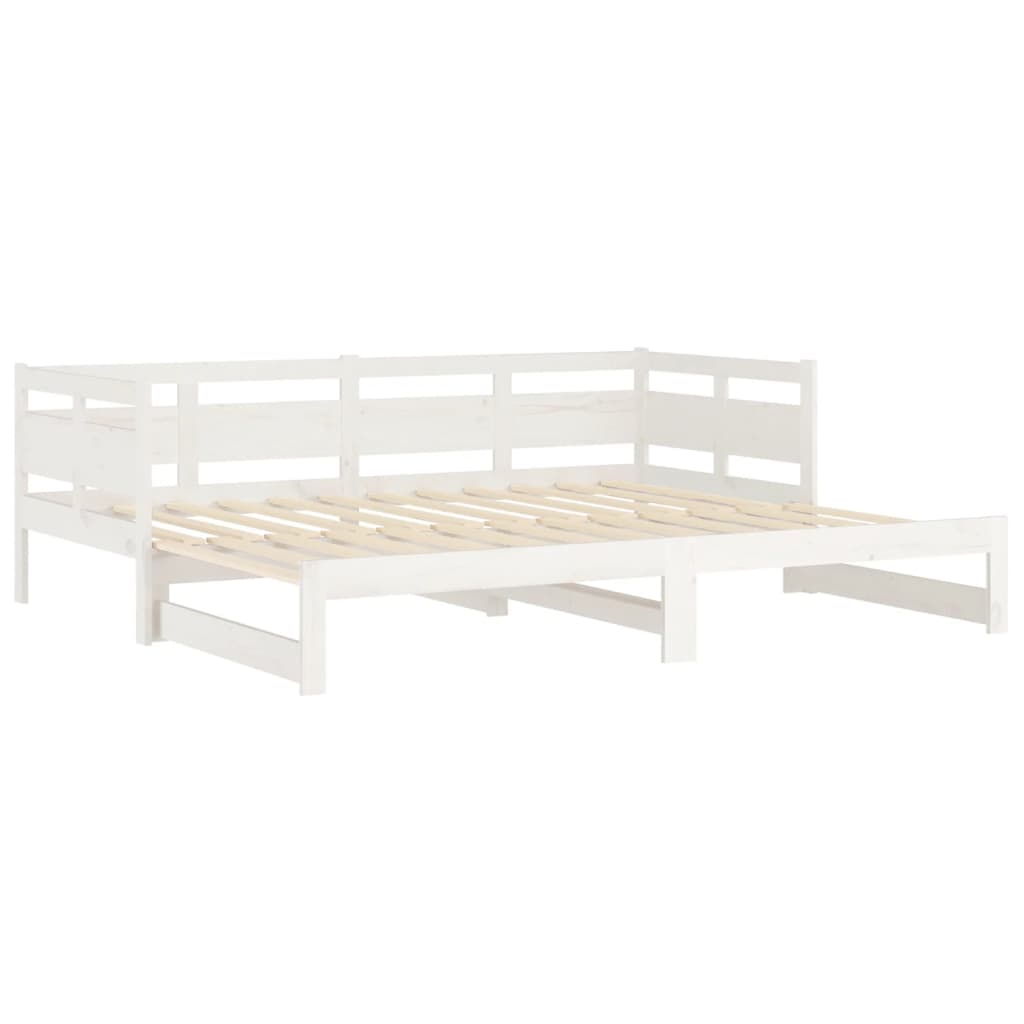 Dormeuse Estraibile Bianca Legno Massello di Pino 2x(80x200) cm | homemem39