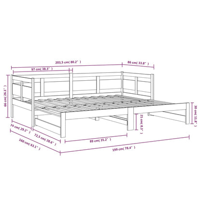 Dormeuse Estraibile Bianca Legno Massello di Pino 2x(80x200) cm | homemem39