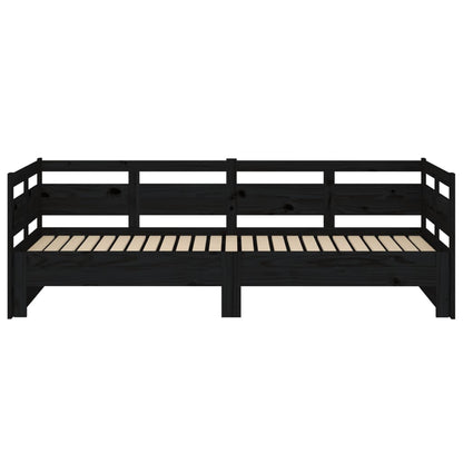 Dormeuse Estraibile Nera in Legno Massello di Pino 2x(80x200)cm - homemem39