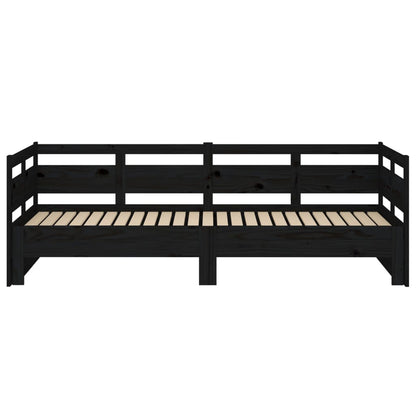 Dormeuse Estraibile Nera in Legno Massello di Pino 2x(90x190)cm - homemem39