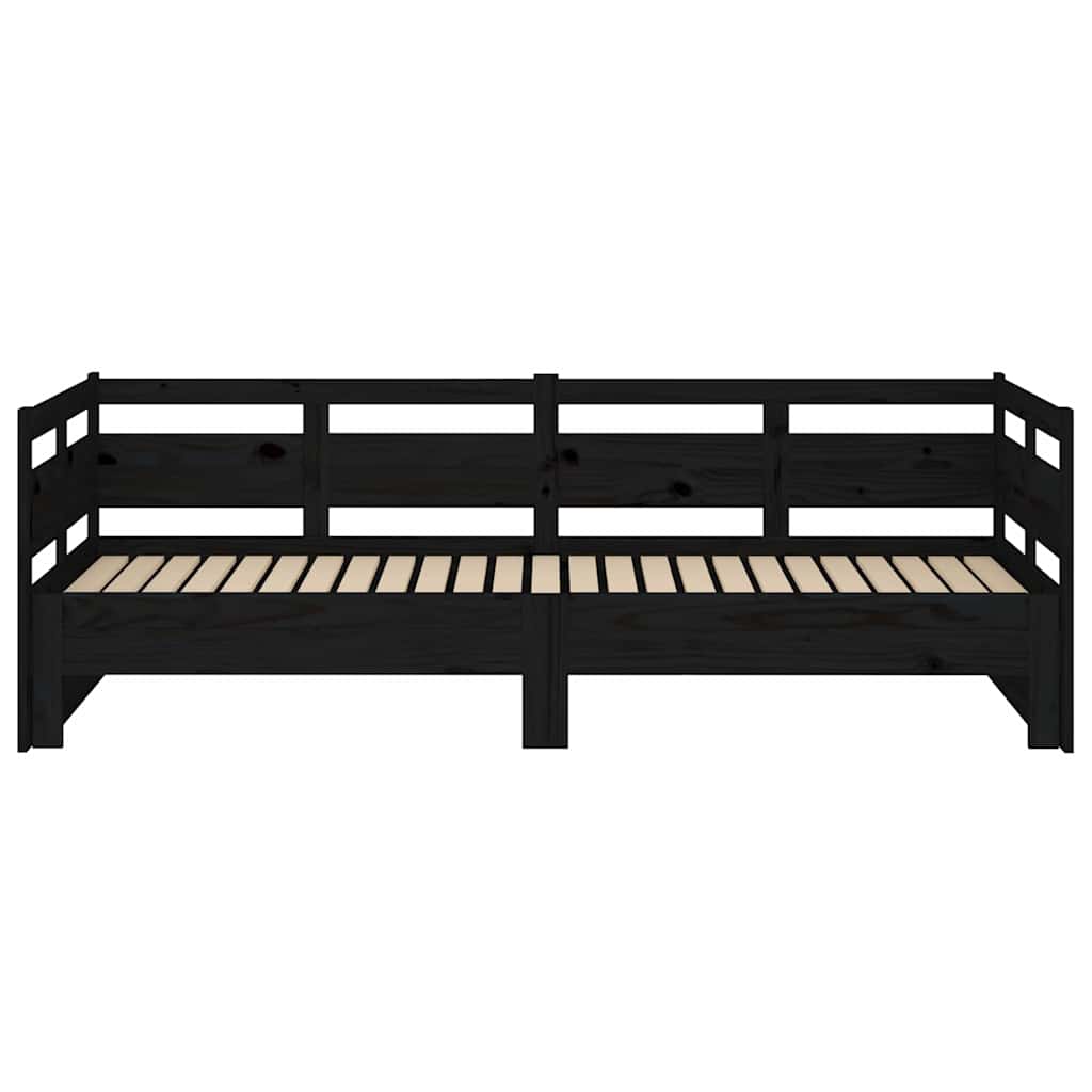 Dormeuse Estraibile Nera in Legno Massello di Pino 2x(90x190)cm