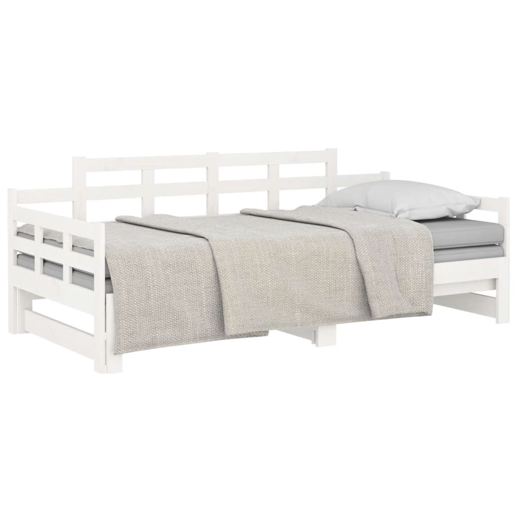 Dormeuse Estraibile Bianca Legno Massello di Pino 2x(90x200) cm | homemem39