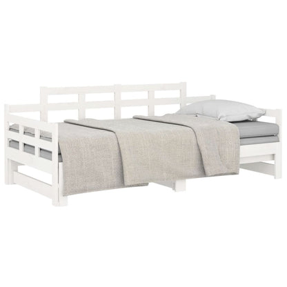 Dormeuse Estraibile Bianca Legno Massello di Pino 2x(90x200) cm | homemem39
