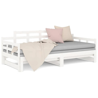 Dormeuse Estraibile Bianca Legno Massello di Pino 2x(90x200) cm | homemem39