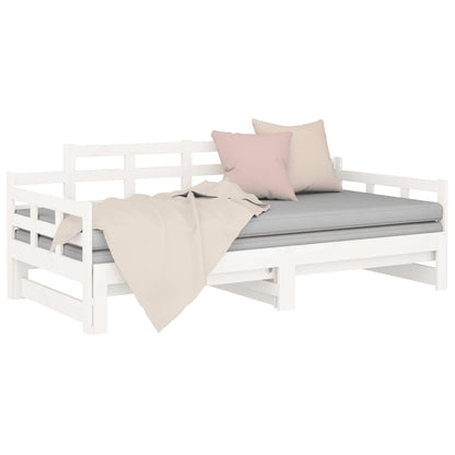 Dormeuse Estraibile Bianca Legno Massello di Pino 2x(90x200) cm | homemem39